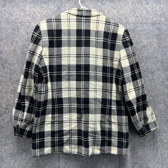 Abercrombie & Fitch Blazer Men Medium White Black Button Jacket Plaid Wool - Picture 10 of 13